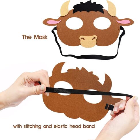 CiyvoLyeen Safari Jungle Animal Felt Masks Wild Animal Theme Birthday Party Favors Costumes Dress-Up Party Supplies(12 Pieces) in Saudi Arabia