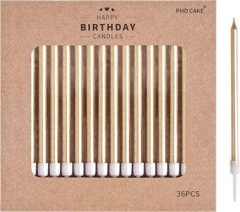 PHD CAKE 36-Count Champagne Long Thin Metallic Birthday Candles, Cake Candles, Birthday Parties, Wedding Decorations, Party Candles, Cake Decorations in Saudi Arabia
