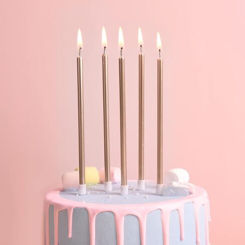 PHD CAKE 36-Count Champagne Long Thin Metallic Birthday Candles, Cake Candles, Birthday Parties, Wedding Decorations, Party Candles, Cake Decorations in Saudi Arabia
