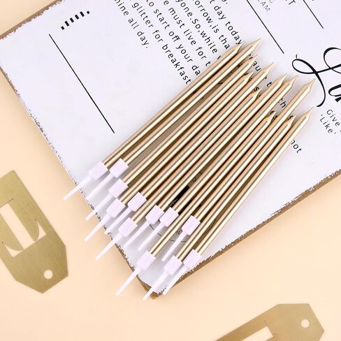 PHD CAKE 36-Count Champagne Long Thin Metallic Birthday Candles, Cake Candles, Birthday Parties, Wedding Decorations, Party Candles, Cake Decorations in Saudi Arabia