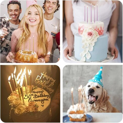 PHD CAKE 36-Count Champagne Long Thin Metallic Birthday Candles, Cake Candles, Birthday Parties, Wedding Decorations, Party Candles, Cake Decorations in Saudi Arabia