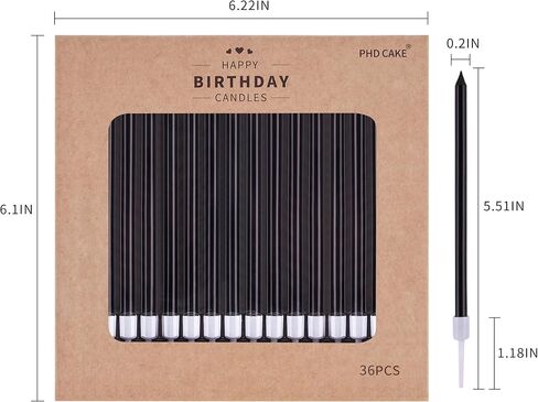 PHD CAKE 36-Count Champagne Long Thin Metallic Birthday Candles, Cake Candles, Birthday Parties, Wedding Decorations, Party Candles, Cake Decorations in Saudi Arabia