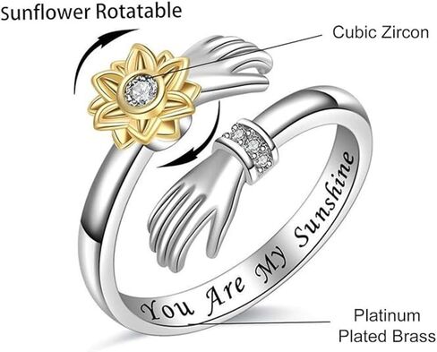 Granddaughter Hug Ring For Hope Rings, Stainless Steel Motivation Hugging Hands Open Engraved "Always With You" Message Adjustable Non Tarnish Jewelry Birthday Gift Card in Saudi Arabia
