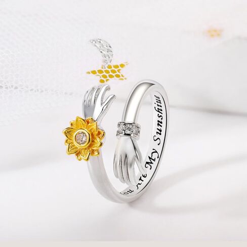Granddaughter Hug Ring For Hope Rings, Stainless Steel Motivation Hugging Hands Open Engraved "Always With You" Message Adjustable Non Tarnish Jewelry Birthday Gift Card in Saudi Arabia