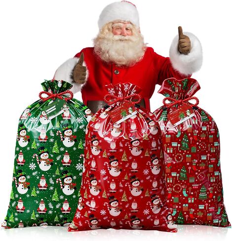 BIGIVACA (Upgraded Thicker 3 pcs Extra Large Gift Bags Jumbo,56"x36" Big Gift Bags for Huge Gifts,Large Holiday Gift Bags for Presents,Huge Christmas Bags for Gifts in Saudi Arabia