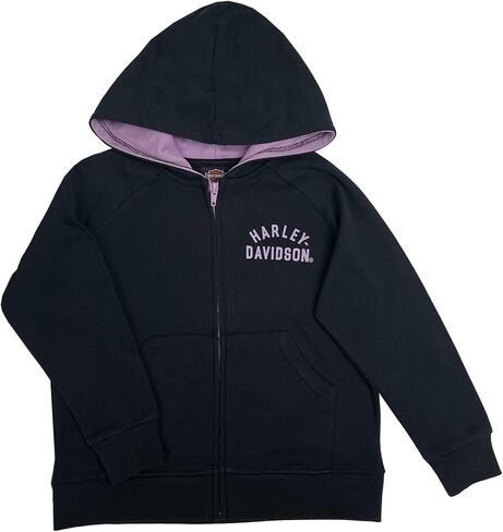 سترة Harley-Davidson Big Girls' Bar & Shield Knit بسحاب - أسود ولافندر in Saudi Arabia