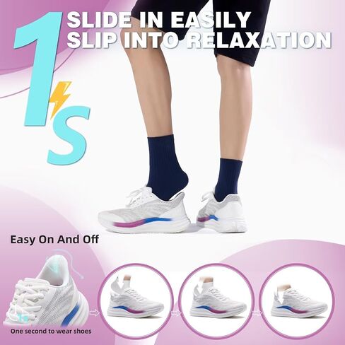 Women's Orthopedic Road Running Shoes: Comfortable Arch Support Plantar Fasciitis Orthotic Slip On/Off Sports Sneakers, Casual Standing Flat Feet Tennis Walking Shoes for Foot Heel and Pain Relief in Saudi Arabia