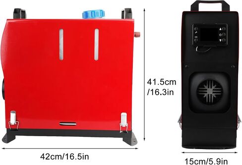 سخان ديزل 12 فولت/24 فولت 8 كيلو وات، سخان ديزل صيني مع شاشة LCD، سخان هواء ديزل الكل في وحدة واحدة، سخان السيارة لوقوف السيارات لمقطورة شاحنة قارب حافلة RV (أحمر) in Kuwait