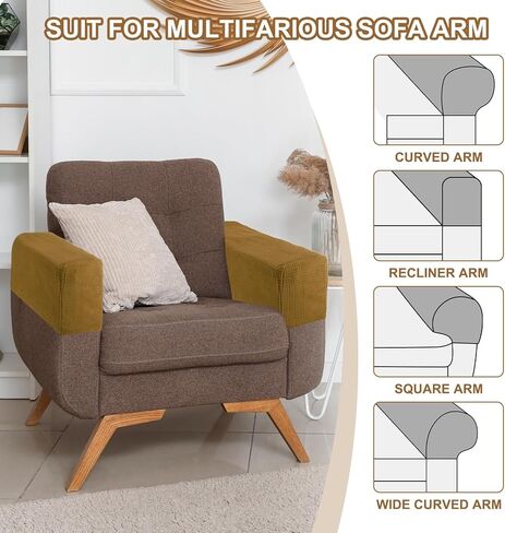 uxcell 2pcs Couch Arm Covers, Velvet Armchair Sofa Arm Covers with Twist Pin, Anti-Slip Furniture Protector Slipcovers for Chairs/Sofas, White in Saudi Arabia