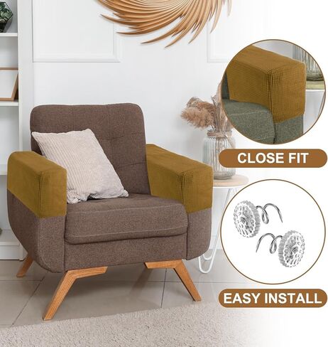 uxcell 2pcs Couch Arm Covers, Velvet Armchair Sofa Arm Covers with Twist Pin, Anti-Slip Furniture Protector Slipcovers for Chairs/Sofas, White in Saudi Arabia