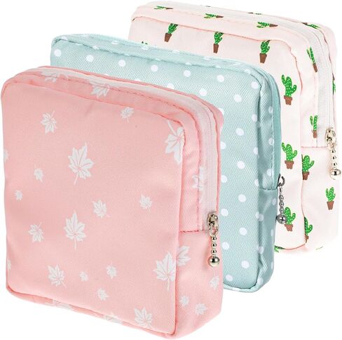 3Pcs Period Pouches for Teen Girls, Sanitary Napkin Storage Pad Pouch, Portable Menstrual Tampon Pad Holder Feminine First Period Bag for School in Kuwait