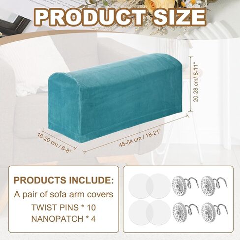 uxcell 2pcs Couch Arm Covers, Velvet Armchair Sofa Arm Covers with Twist Pin, Anti-Slip Furniture Protector Slipcovers for Chairs/Sofas, White in Saudi Arabia