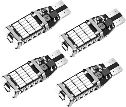 4 قطع مصابيح LED عكسية، 6500K سطوع عالي T15 4014 45SMD مصابيح إشارة الانعطاف، مصابيح بديلة LED خالية من الأخطاء في Canbus، أضواء احتياطية لإيقاف الشحن لمعظم المركبات (أبيض) in Saudi Arabia