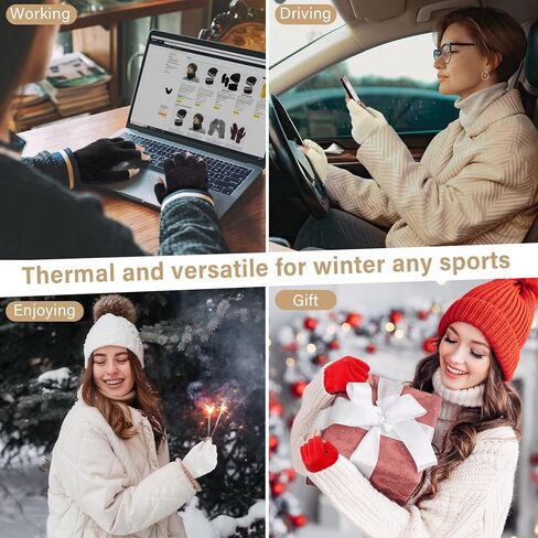 FZ FANTASTIC ZONE Winter Fingerless Gloves for Women Men, Chenille Warm Knit Work Anti-Slip Leather Half Finger Gloves Gifts in Saudi Arabia