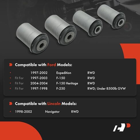 مجموعة A-Premium مكونة من 4 قطع، مجموعة جلبة ذراع التحكم السفلية الأمامية، متوافقة مع Ford F-150 1997-2003، F-150 Heritage 2004، F-250 1997-1998، Expedition 1997-2002 وLincoln Navigator 1998-2002، RWD in Kuwait