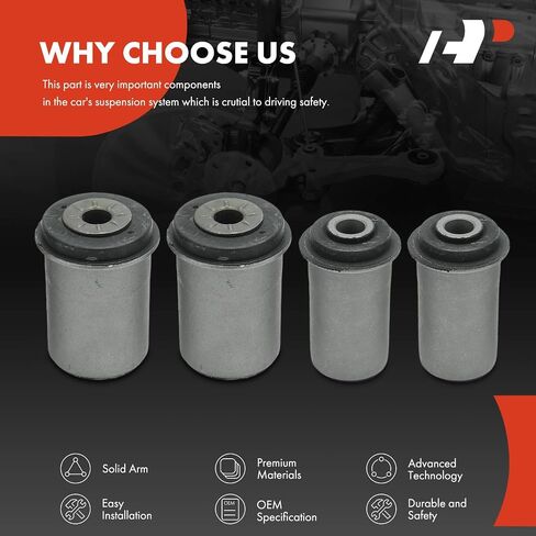 مجموعة A-Premium مكونة من 4 قطع، مجموعة جلبة ذراع التحكم السفلية الأمامية، متوافقة مع Ford F-150 1997-2003، F-150 Heritage 2004، F-250 1997-1998، Expedition 1997-2002 وLincoln Navigator 1998-2002، RWD in Kuwait