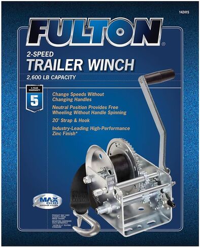 Fulton 142415 Dual Speed Winch with 20' Strap - 2600 lbs. Capacity, 1 Pack, Silver in Saudi Arabia