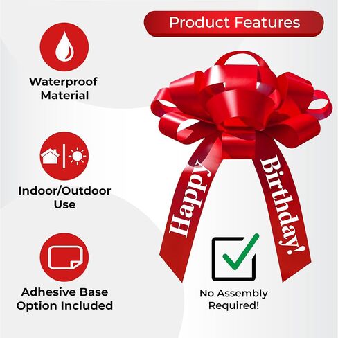 CarBowz Big Red Car Bow, Happy Birthday Bow, Giant 30" Bow, Non Scratch Magnet, Weather Resistant Vinyl in Saudi Arabia