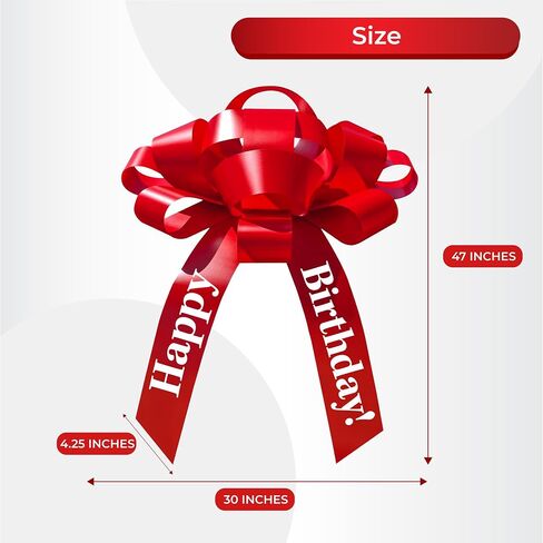 CarBowz Big Red Car Bow, Happy Birthday Bow, Giant 30" Bow, Non Scratch Magnet, Weather Resistant Vinyl in Saudi Arabia