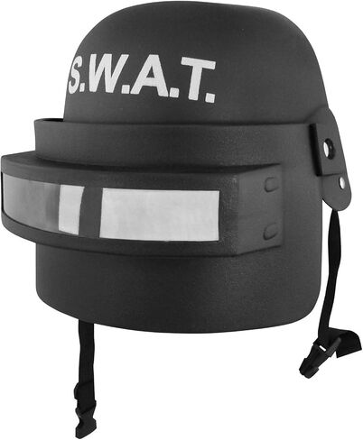 خوذة زي شرطة فريق SWAT للأطفال من Nicky Bigs Novelties مع قناع قابل للطي، خوذات SWAT للأطفال قابلة للتعديل، مثالية للعب دور الهالوين in Kuwait