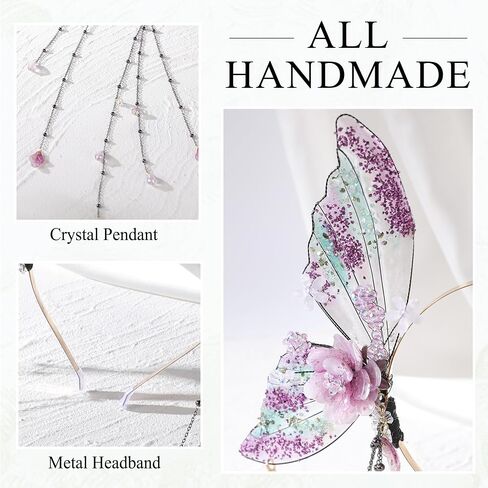 MOSTORY Fairy Butterfly Wings Headband - Flower Fairy Wings Headband with Tassel for Women Renaissance Renfaire Cosplay in Saudi Arabia