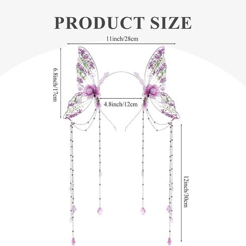 MOSTORY Fairy Butterfly Wings Headband - Flower Fairy Wings Headband with Tassel for Women Renaissance Renfaire Cosplay in Saudi Arabia