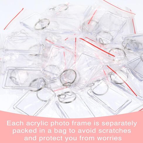 Yaomiao 50 Pcs Acrylic Photo Frame Keychain Holder 1.3 x 2 Inch Photo Picture Insert Blank Keyring for DIY Craft in Saudi Arabia