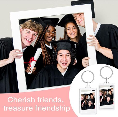 Yaomiao 50 Pcs Acrylic Photo Frame Keychain Holder 1.3 x 2 Inch Photo Picture Insert Blank Keyring for DIY Craft in Saudi Arabia