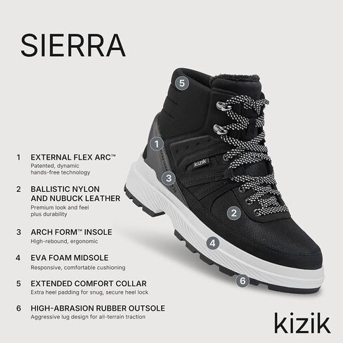 Kizik Sierra Slip On Boots for Women: Durable Rubber Soles for Any Terrain, Winter Snow, Hiking, or Urban Daily Wear - Womens Regular Width in Saudi Arabia