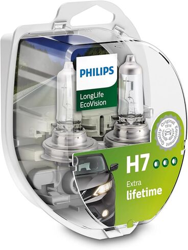 لمبة المصابيح الأمامية LongLife EcoVision H7 من فيليبس 12972LLECOS2، مجموعة من قطعتين، صندوق مزدوج in Saudi Arabia