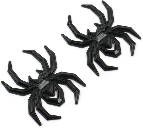 2Pcs Custom Spider Emblems Left Right Car Badge for Universal Car Body Motorcycle SUV Widow Door Edition Decoration (Black) in Kuwait