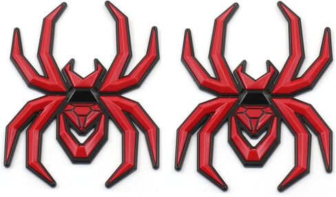 2Pcs Custom Spider Emblems Left Right Car Badge for Universal Car Body Motorcycle SUV Widow Door Edition Decoration (Black) in Kuwait