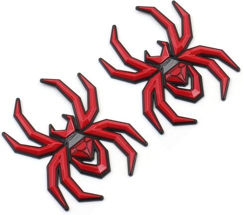 2Pcs Custom Spider Emblems Left Right Car Badge for Universal Car Body Motorcycle SUV Widow Door Edition Decoration (Black) in Kuwait