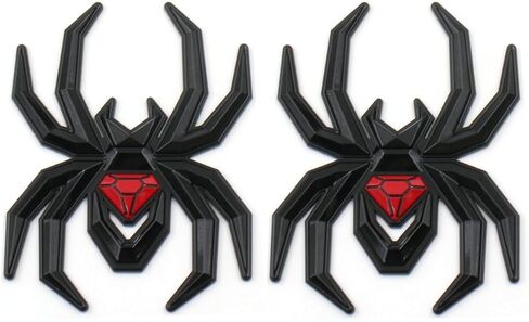 2Pcs Custom Spider Emblems Left Right Car Badge for Universal Car Body Motorcycle SUV Widow Door Edition Decoration (Black) in Kuwait