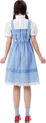 Spooktacular Creations Halloween Storybook Character Costume, Blue Short Sleeve Plaid Fairy Dress Fairytale Dress for Parties in Saudi Arabia