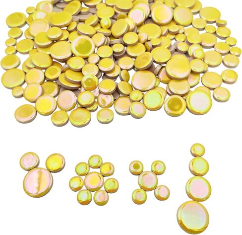 Iridescent Round Glass Mosaic Tiles for Crafts Bulk,1.1LB Mini Circle Mosaic Glass Pieces for Flowerpots, Vases, Cups, Garden and Home Decor DIY Mosaic Making Supplies (Green) in Saudi Arabia