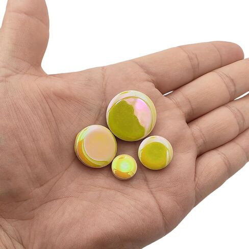 Iridescent Round Glass Mosaic Tiles for Crafts Bulk,1.1LB Mini Circle Mosaic Glass Pieces for Flowerpots, Vases, Cups, Garden and Home Decor DIY Mosaic Making Supplies (Green) in Saudi Arabia