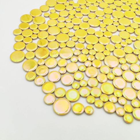 Iridescent Round Glass Mosaic Tiles for Crafts Bulk,1.1LB Mini Circle Mosaic Glass Pieces for Flowerpots, Vases, Cups, Garden and Home Decor DIY Mosaic Making Supplies (Green) in Saudi Arabia