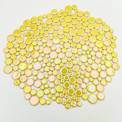 Iridescent Round Glass Mosaic Tiles for Crafts Bulk,1.1LB Mini Circle Mosaic Glass Pieces for Flowerpots, Vases, Cups, Garden and Home Decor DIY Mosaic Making Supplies (Green) in Saudi Arabia