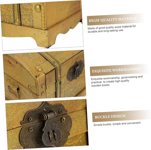 Retro Pirate Box Chests Treasure Chest Antique Large Crate Storage Jewelry Trinket Vintage Lockable Keepsake Pirate Treasure Chest with Lock Wood in Kuwait