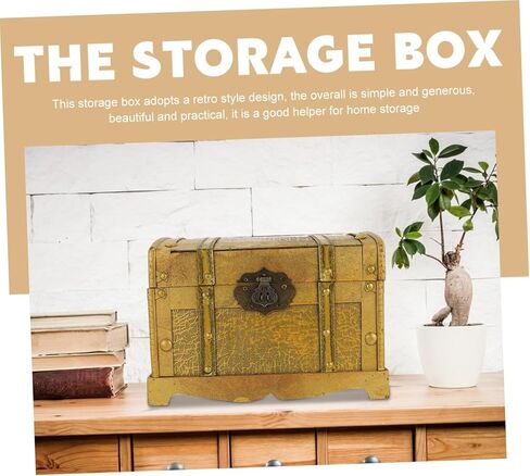 Retro Pirate Box Chests Treasure Chest Antique Large Crate Storage Jewelry Trinket Vintage Lockable Keepsake Pirate Treasure Chest with Lock Wood in Kuwait