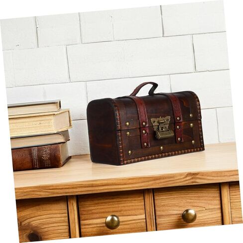 Vintage Treasure Chest Box with Lock Decorative Antique Stash Chest for Jewelry Keepsakes Miscellaneous Items for Pirate Theme Events Home Decor Dark Brown in Saudi Arabia