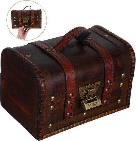 Vintage Treasure Chest Box with Lock Decorative Antique Stash Chest for Jewelry Keepsakes Miscellaneous Items for Pirate Theme Events Home Decor Dark Brown in Saudi Arabia