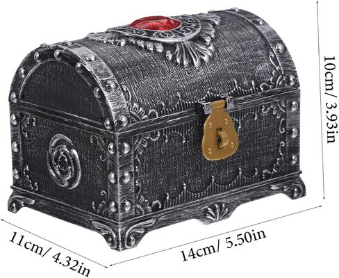 Alipis Vintage Treasure Chest Decorative Jewelry Keepsake Box Stylish Trinket Organizer for Storing Necklaces Earrings and Photos for Adults in Saudi Arabia