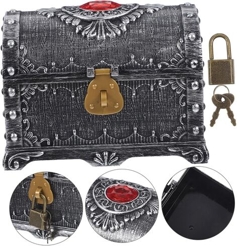 Alipis Vintage Treasure Chest Decorative Jewelry Keepsake Box Stylish Trinket Organizer for Storing Necklaces Earrings and Photos for Adults in Saudi Arabia