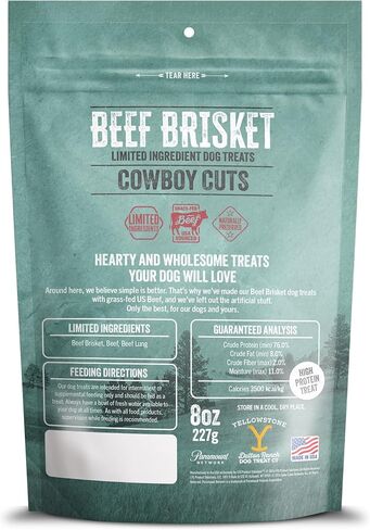 Yellowstone Limited Ingredient Dog Treats Beef Brisket - Healthy Dog Treats Made in USA - Air Dried Beef Collagen Dog Jerky Treats - Crunchy & Chewy Dog Treats - Beef Dog Treats Jerky - 4 oz in Kuwait