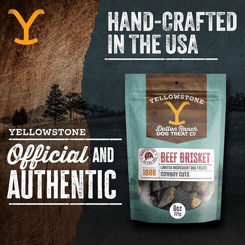 Yellowstone Limited Ingredient Dog Treats Beef Brisket - Healthy Dog Treats Made in USA - Air Dried Beef Collagen Dog Jerky Treats - Crunchy & Chewy Dog Treats - Beef Dog Treats Jerky - 4 oz in Kuwait
