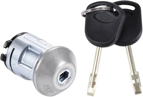 Ignition Switch Lock Cylinder with Keys for Ford Transit Connect 2.0L L4 Gas 2010-2013 | 2 Keys, Silver Tone | Replaces 9T1Z-11582-A in Saudi Arabia