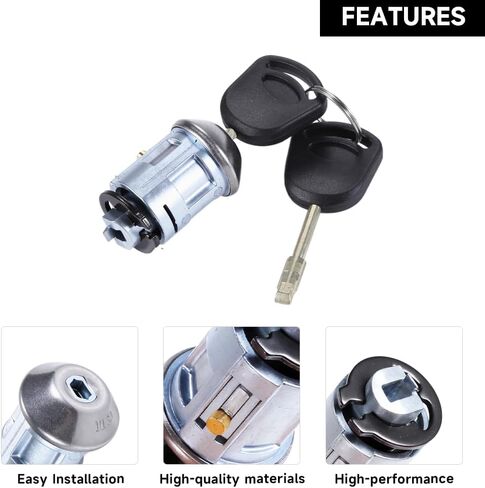 Ignition Switch Lock Cylinder with Keys for Ford Transit Connect 2.0L L4 Gas 2010-2013 | 2 Keys, Silver Tone | Replaces 9T1Z-11582-A in Saudi Arabia