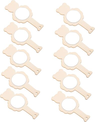 10pcs Wooden Boys and Girls Mirror DIY Accessories Arts and Crafts Unfinished Mirrors in Saudi Arabia